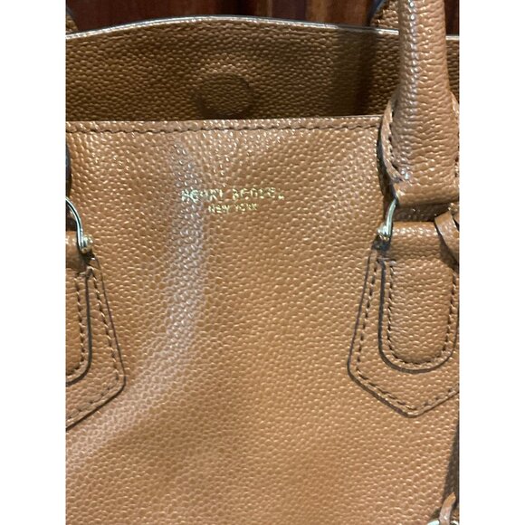 Henri Bendel Carlyle Satchel Pebbled Leather Carmel Handles & Crossbody Strap - Picture 3 of 14